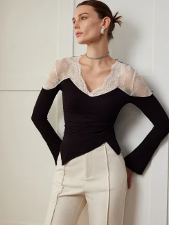 Outlet Asymmetric Skinny Lace Panel Blouse Blouses & Shirts|Tops