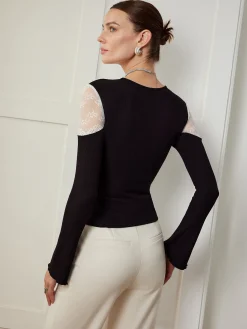 Outlet Asymmetric Skinny Lace Panel Blouse Blouses & Shirts|Tops