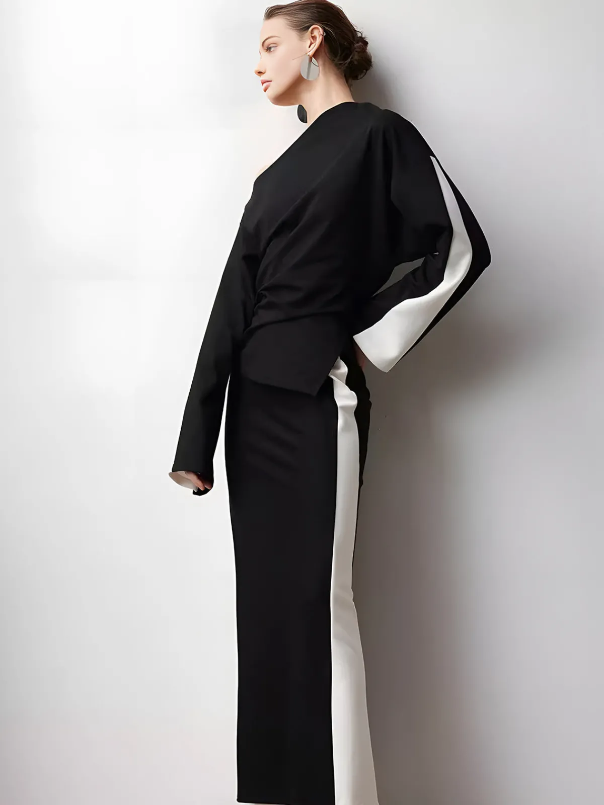 Hot Asymmetrical Color Block Jersey Blouse Blouses & Shirts|Matching Sets