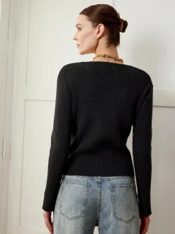 Asymmetrical Cutout Button Knit Top Sweater Tops|Sweaters & Cardigans