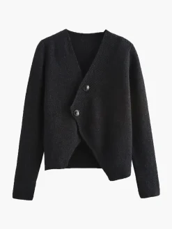 New Asymmetrical Cutout Button Knit Top Sweater Tops|Sweaters & Cardigans