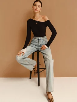 Best Asymmetrical Lace-Cuff Slim Sweater Sweater Tops|Sweaters & Cardigans