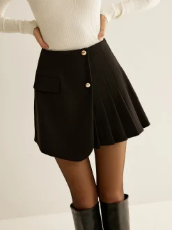 Discount Asymmetrical Pleated Zipper Skirt Skirts|Matching Sets