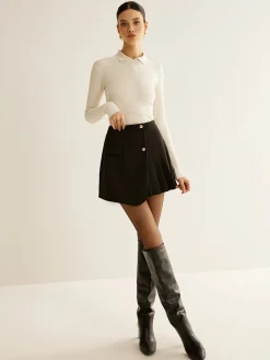 Discount Asymmetrical Pleated Zipper Skirt Skirts|Matching Sets