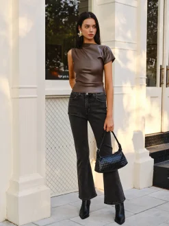 Discount Asymmetrical Skinny Faux Leather Tank Top Tank Tops & Camis|Tops