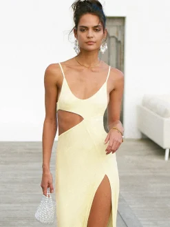 Outlet Asymmetrical Split Thigh Cutout Long Dress Vacation Dresses|Summer Dresses