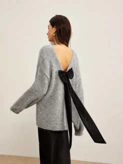 Outlet Backless Bow Shift Sweater Sweater Tops|Sweaters & Cardigans