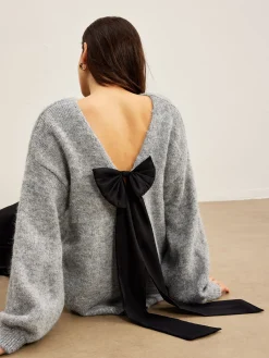 Outlet Backless Bow Shift Sweater Sweater Tops|Sweaters & Cardigans