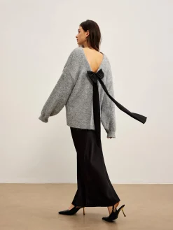 Outlet Backless Bow Shift Sweater Sweater Tops|Sweaters & Cardigans
