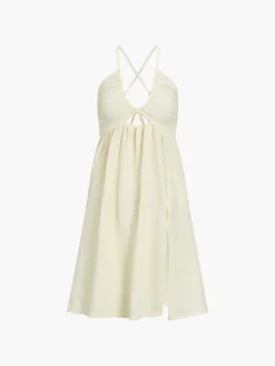 New Backless Criss Cross Split Midi Dress White Dresses|Black Dresses