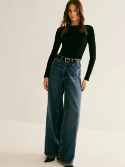Backless Long Sleeve Tie T-Shirt T-shirts|Tops