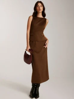 Discount Back-Zipper Suede Tank Blouse Blouses & Shirts|Tank Tops & Camis