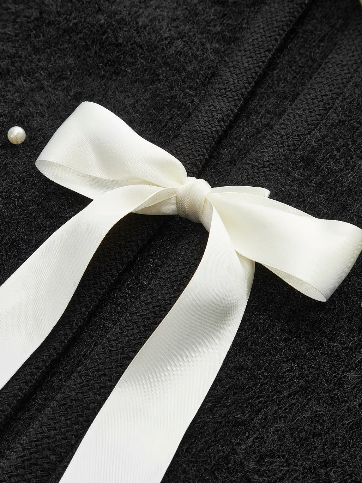 Online Beaded Decor Bow Knit Top Sweater Tops|Sweaters & Cardigans