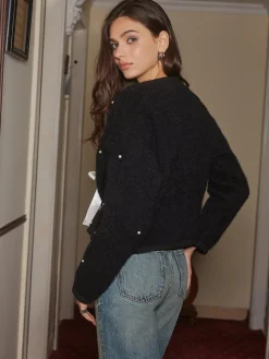 Online Beaded Decor Bow Knit Top Sweater Tops|Sweaters & Cardigans