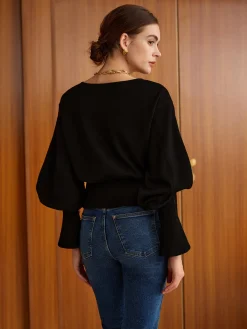 Clearance Bell Sleeve Cinched Sweatshirt Sweatshirts & Hoodies|Tops