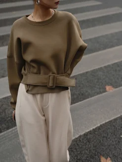 Sale Belted Short Sweatshirt Sweatshirts & Hoodies|Tops