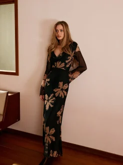New Boheme Printed Cowl Neck Floral Dress Casual Dresses|Work Dresses