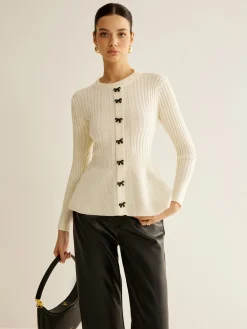 New Bow Decor Ruffle Knit Top Sweater Tops|Sweaters & Cardigans