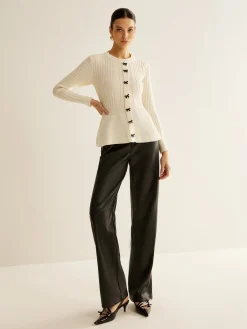 New Bow Decor Ruffle Knit Top Sweater Tops|Sweaters & Cardigans