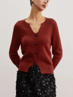 Hot Bow Detail Split Pullover Sweater Sweater Tops|Sweaters & Cardigans