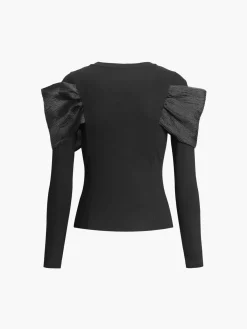 Sale Bow Knot Long Sleeve Top T-shirts|Tops
