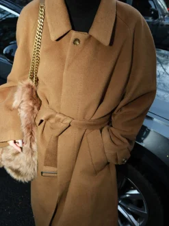 Sale Button Belted Lapel Long Coat Outerwear|Coats