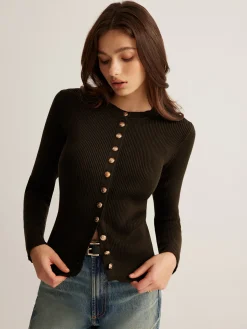Discount Button Down Skinny Knit Top Sweater Tops|Sweaters & Cardigans