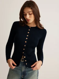 Hot Button Down Skinny Knit Top Sweater Tops|Sweaters & Cardigans