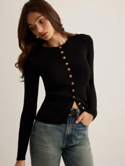 Hot Button Down Skinny Knit Top Sweater Tops|Sweaters & Cardigans