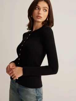 Hot Button Down Skinny Knit Top Sweater Tops|Sweaters & Cardigans