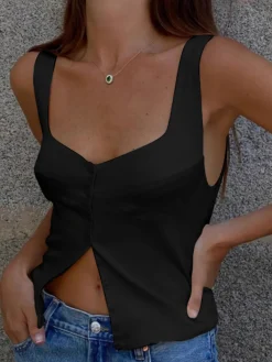 Discount Casual Button-Front Tank Top Tank Tops & Camis|Tops
