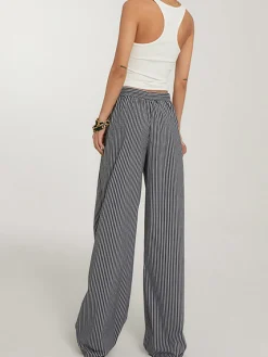 Hot Casual Striped Wide Leg Pants Wide Leg|Pants