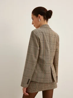 New Checked Button Slit Blazer Outerwear|Blazers