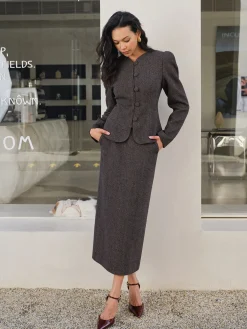 New Chevron Button Slim Blazer Outerwear|Blazers