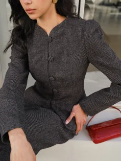 Sale Chevron Button Slim Blazer Outerwear|Blazers