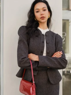Sale Chevron Button Slim Blazer Outerwear|Blazers