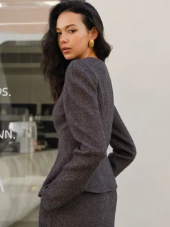 Sale Chevron Button Slim Blazer Outerwear|Blazers