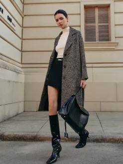 Outlet Chevron Pockets Long Coat Outerwear|Coats