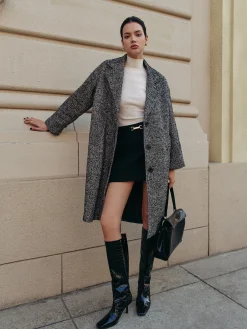 Sale Chevron Pockets Long Coat Outerwear|Coats