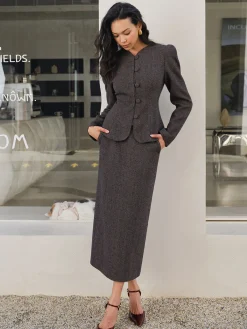 Clearance Chevron Split Pockets Skirt Skirts|Matching Sets