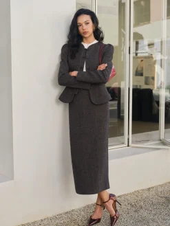 Clearance Chevron Split Pockets Skirt Skirts|Matching Sets