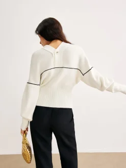 Clearance Chic Contrast Piping Button Cardigan Cardigans|Sweaters & Cardigans