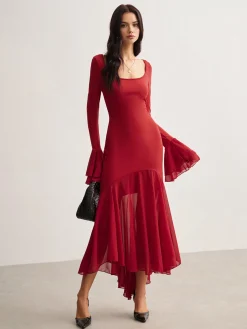Sale Chiffon Hem Slim Panel Dress Casual Dresses|Cocktail & Party Dresses