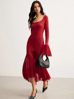 Online Chiffon Hem Slim Panel Dress Casual Dresses|Cocktail & Party Dresses