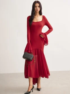Online Chiffon Hem Slim Panel Dress Casual Dresses|Cocktail & Party Dresses