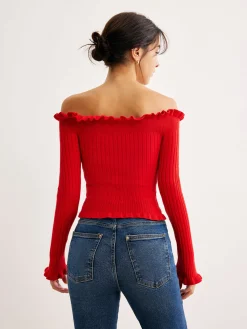 Best Cold-Shoulder Lettuce Trim Blouse Blouses & Shirts|Tops