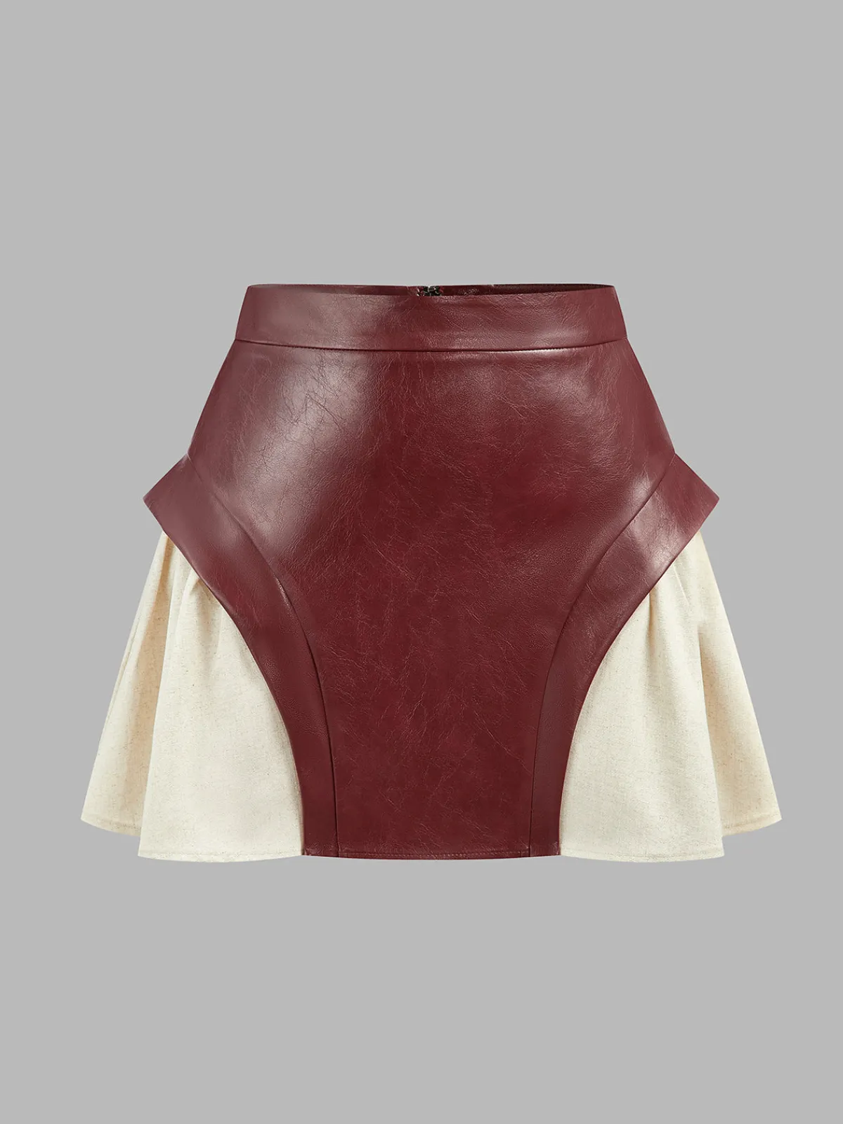Clearance Color Block Faux Leather Mini Skirt Skirts|Bottoms