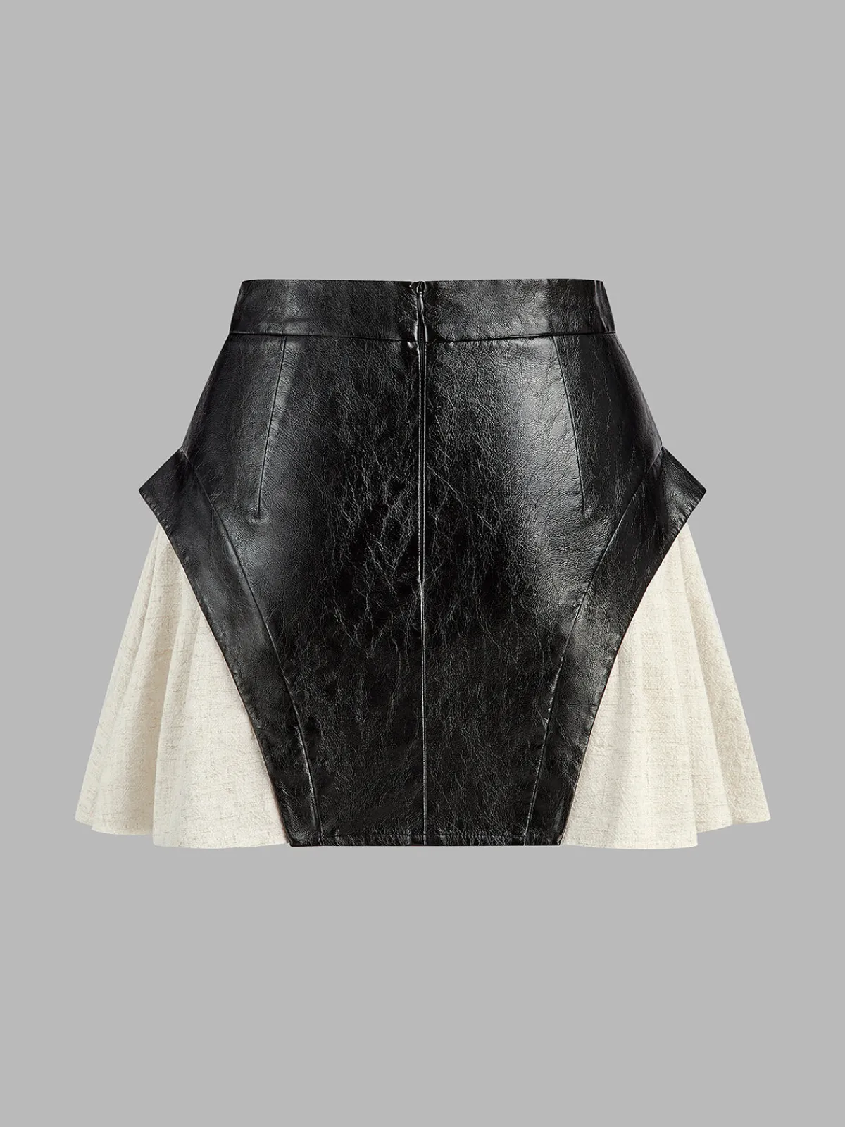 Online Color Block Faux Leather Mini Skirt Skirts|Bottoms