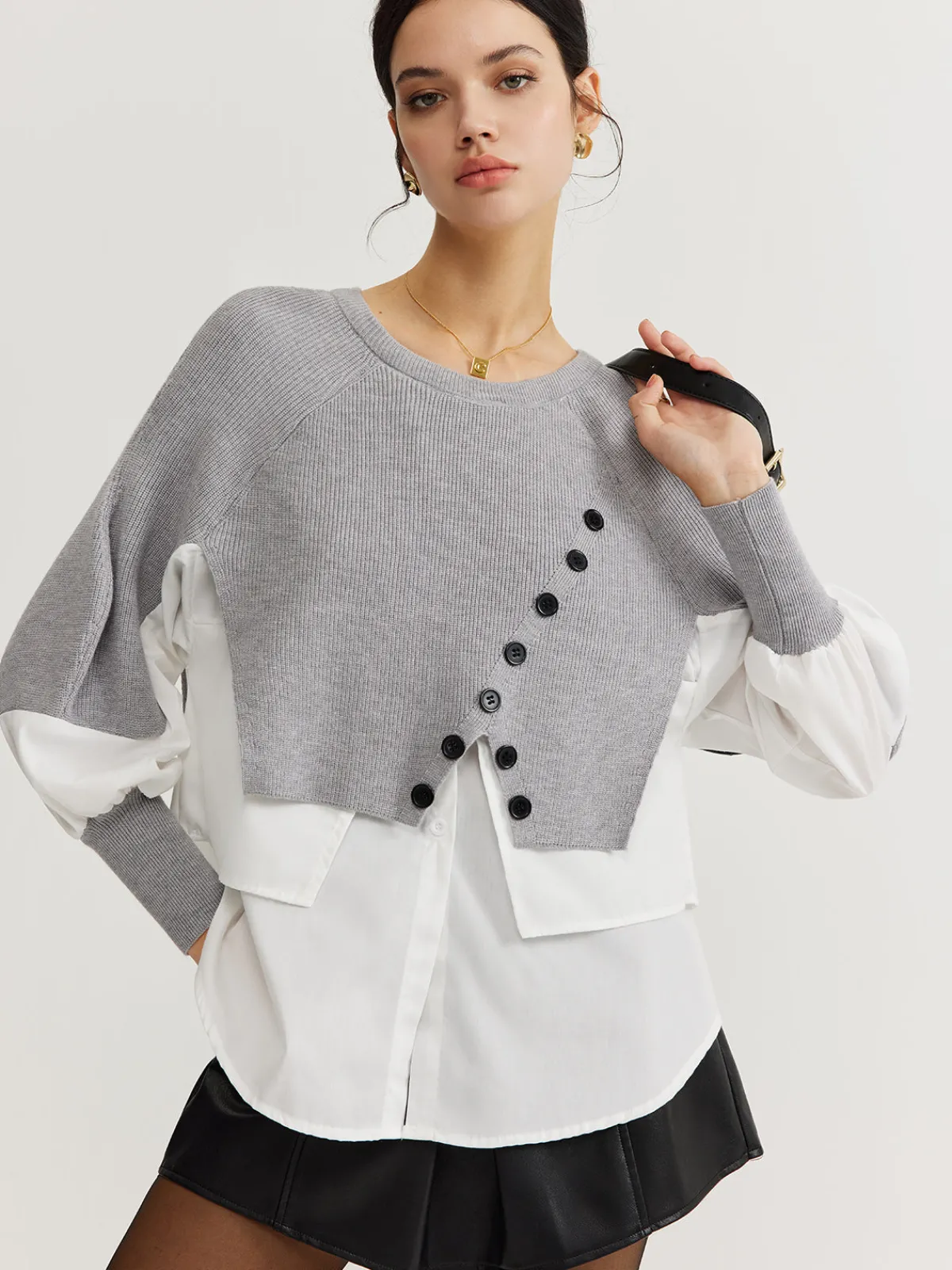Online Color Block Panel Knit Top Sweater Tops|Sweaters & Cardigans