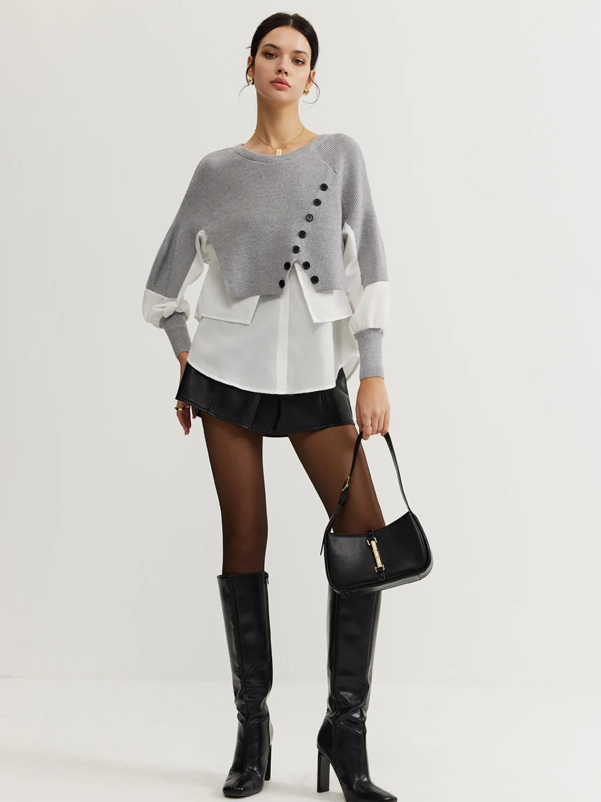 Online Color Block Panel Knit Top Sweater Tops|Sweaters & Cardigans